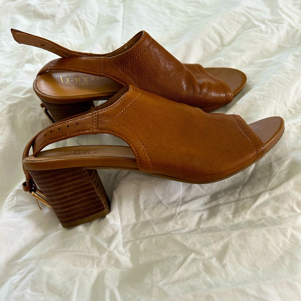 Leather block heels